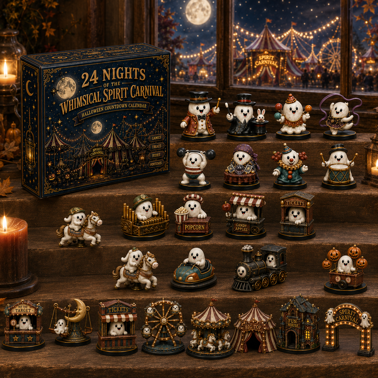 🎃 24-Day Halloween Advent Calendar – 24 Nights of Spooky Carnival Surprises, Collectible Figures & Magical Fun