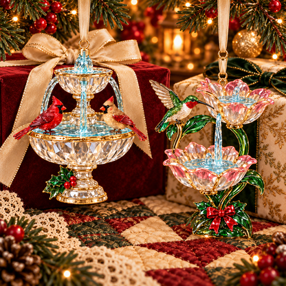 Vintage Crystal Fountain Christmas Ornaments – 6-Piece Enchanted Water Fountain Collection | Elegant Holiday Decorations & Unique Christmas Gifts 🎄✨