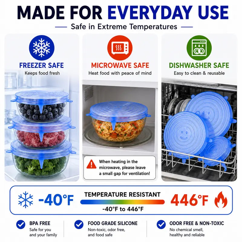 🥣 LIMITED‑TIME 50% OFF! 🫙 Adpartner Silicone Lids for Food Storage (6-Pack) ♻️ - image 17