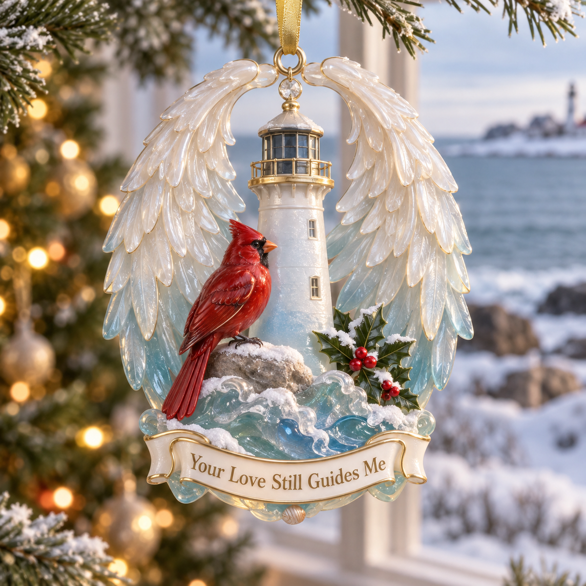 Cardinal & Angel Wing Memorial Ornaments