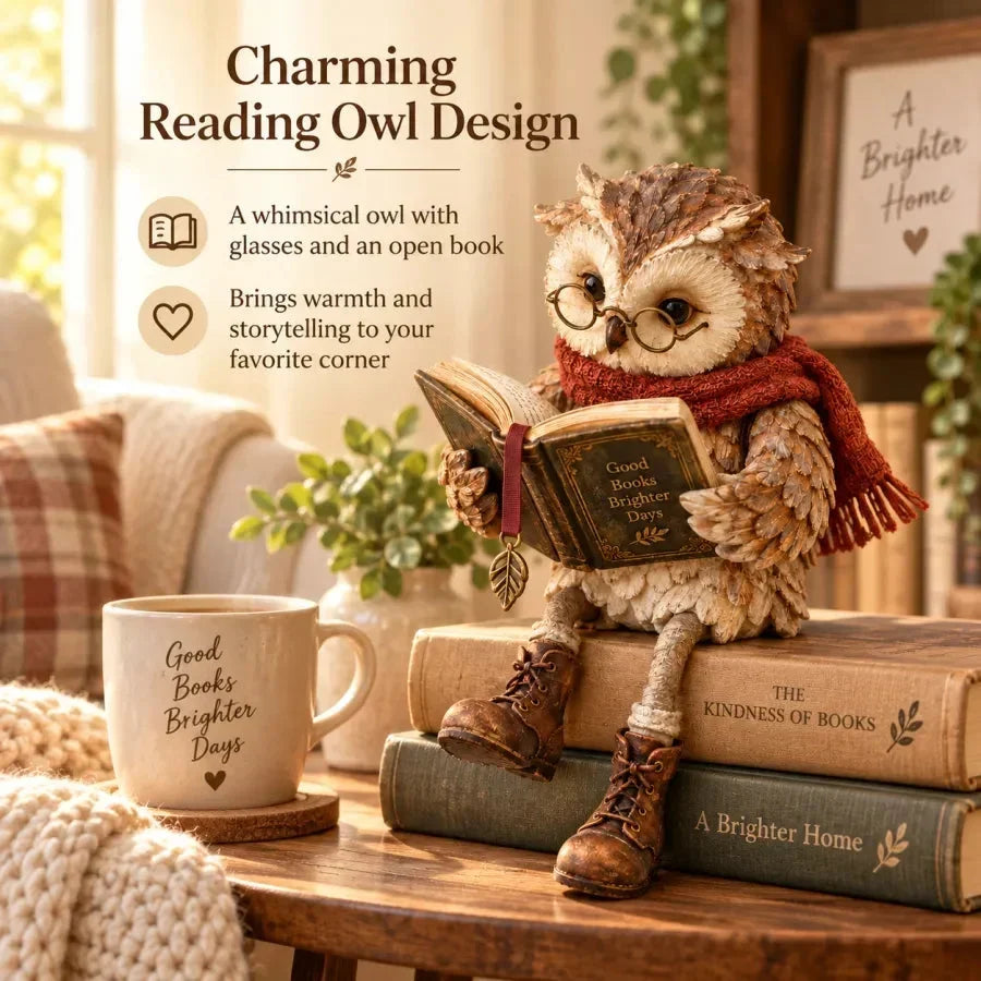Reading Owl Figurine - image 3