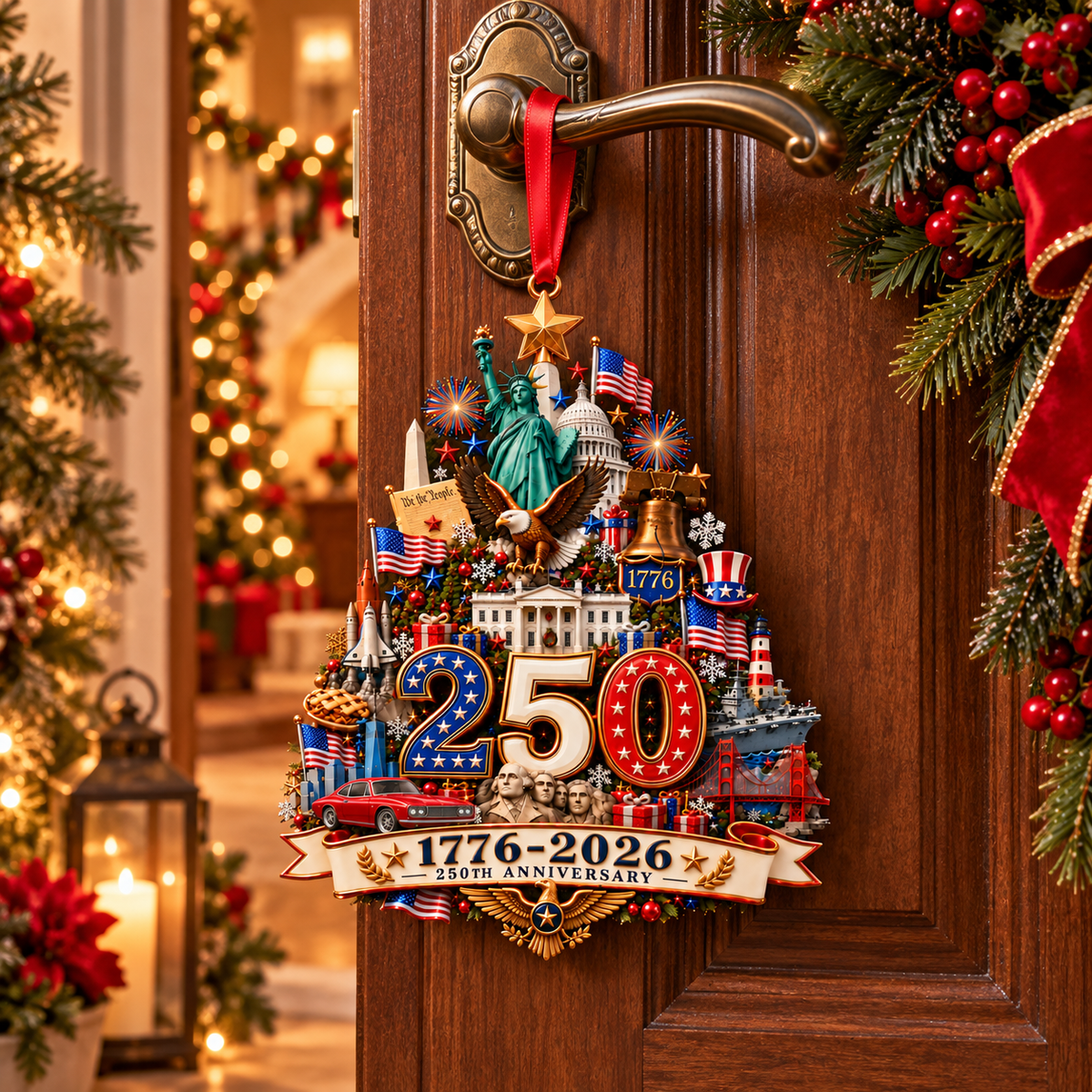 2026 250th Anniversary Christmas Ornament – 1776–2026 Patriotic Commemorative Keepsake, Meaningful Holiday Gift for Family & Friends