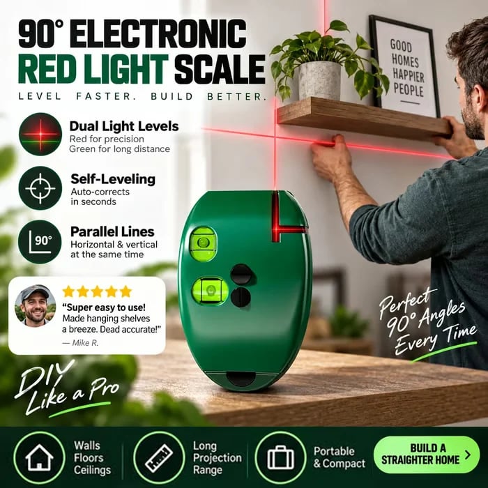 🔧90° Right‑Angle Laser Level Square | Infrared Line Marker for Tiling & DIY Projects