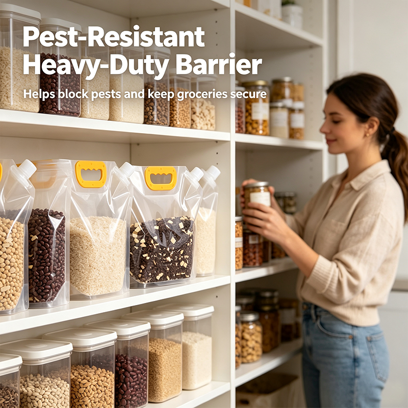 5pcs/pack Grain Sealed Bags, Transparent Food Storage Bags, Moisture-Proof and Pest-Resistant🌾 - image 2