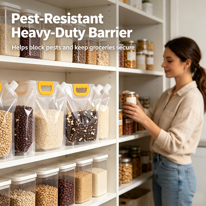 5pcs/pack Grain Sealed Bags, Transparent Food Storage Bags, Moisture-Proof and Pest-Resistant🌾 - image 2