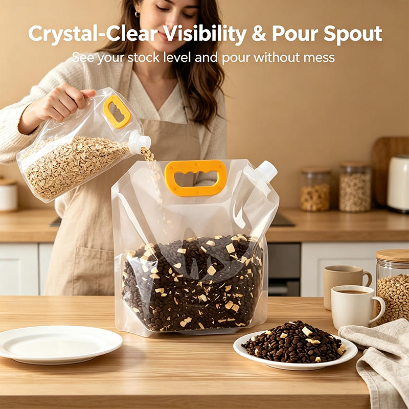 5pcs/pack Grain Sealed Bags, Transparent Food Storage Bags, Moisture-Proof and Pest-Resistant🌾 - image 1
