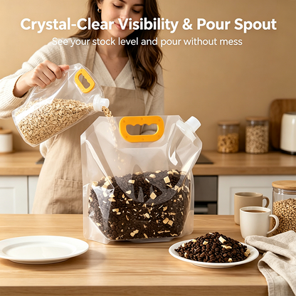 5pcs/pack Grain Sealed Bags, Transparent Food Storage Bags, Moisture-Proof and Pest-Resistant🌾 - image 1