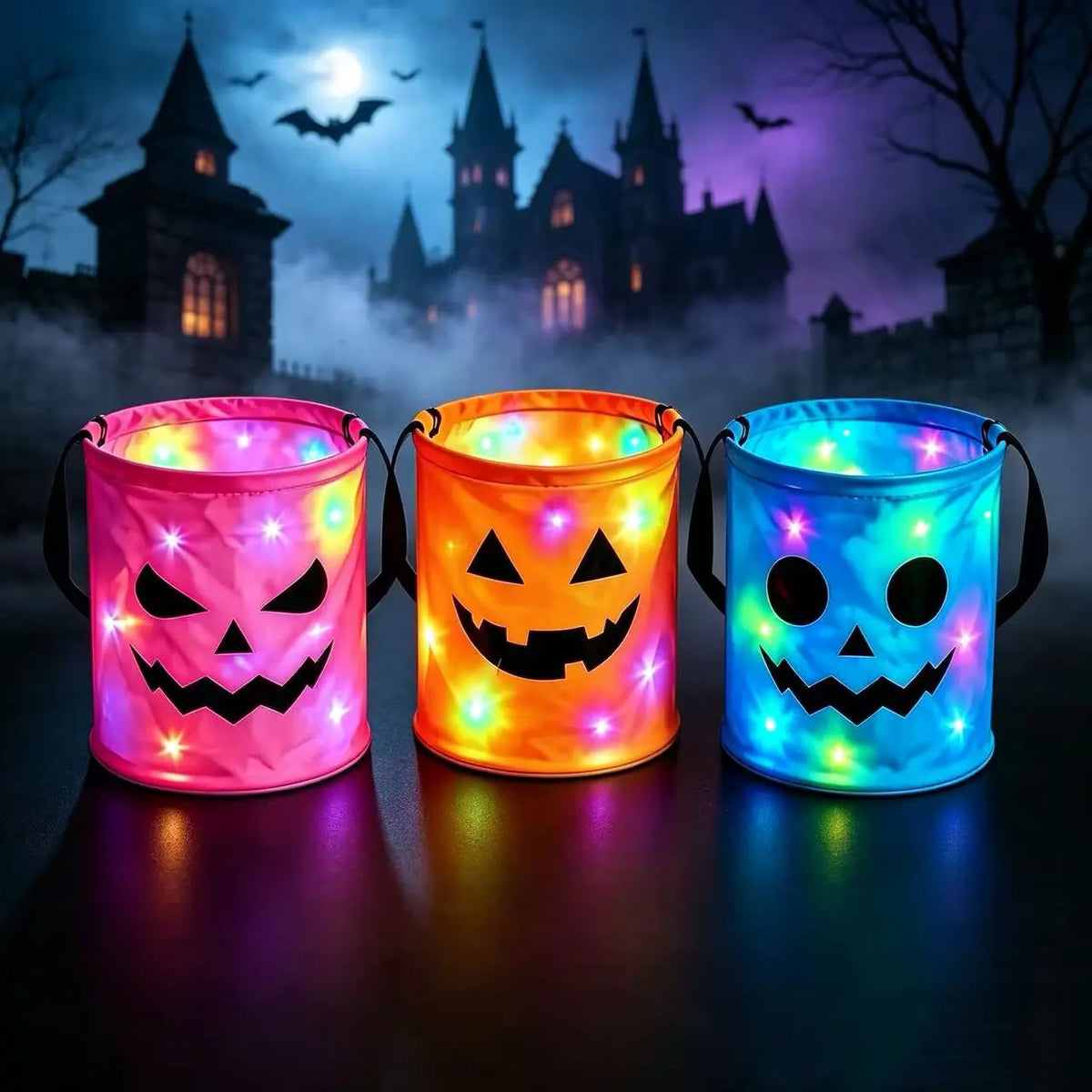 LED Halloween Pumpkin Light Candy Buckets - image 4