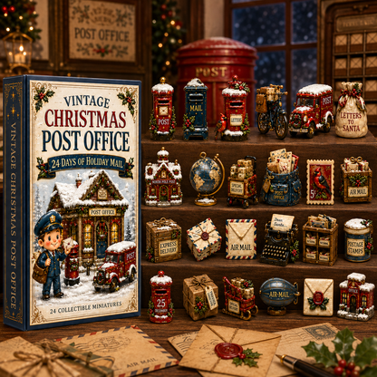 Vintage Christmas Post Office 24-Day Advent Calendar – 24 Collectible Miniatures