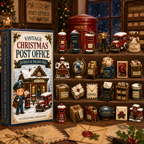 Vintage Christmas Post Office 24-Day Advent Calendar – 24 Collectible Miniatures