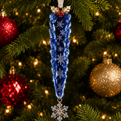 Premium Crystal Icicle Christmas Ornaments – 4-Piece Elegant Holiday Tree Decoration Set