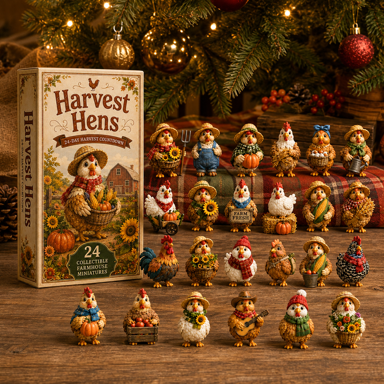 Harvest Hens Advent Calendar 2026 – 24 Days of Farmhouse Chicken Collectibles, Autumn Harvest Surprises & Gifts for Chicken Lovers, Acrylic Charms Blind Box