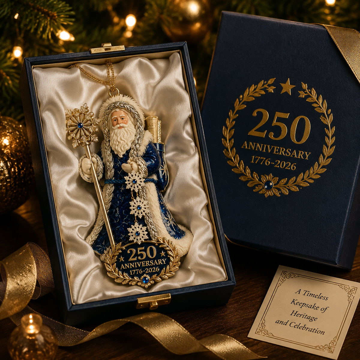 ✨250th Anniversary Snowflake Santa Ornament for the Christmas Tree