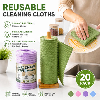 Tearable Reusable Plush Cleaning Cloth Roll, Washable Absorbent Household Cleaning Towels 🧻 - image 1