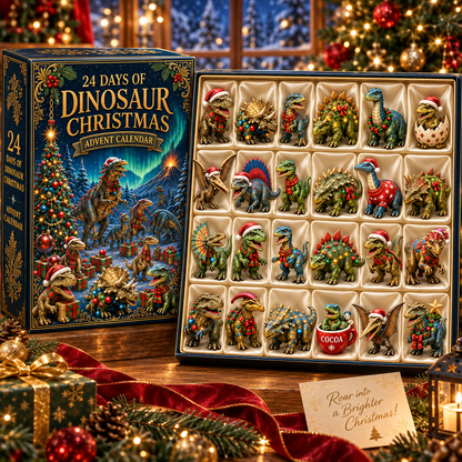 2026 Dinosaur Christmas 24-Day Countdown Calendar – 24 Unique Festive Dinosaur Miniatures, Fun Prehistoric Advent Collection & Christmas Gift for Dinosaur Lovers