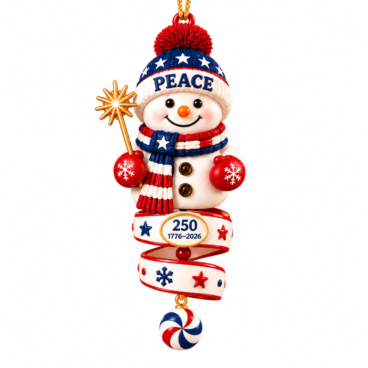 2026 Patriotic Snowman Christmas Ornaments –  250th Anniversary Keepsake Collection, 1776–2026