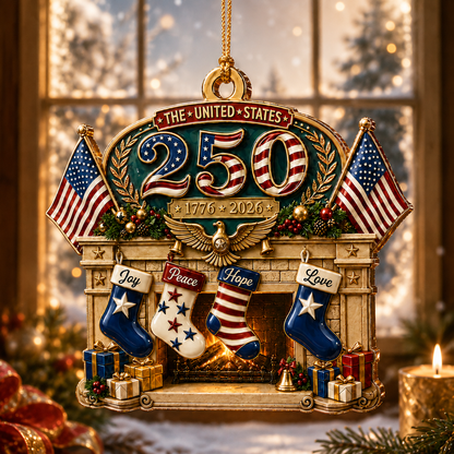 2026 USA 250th Anniversary Christmas Ornament – Patriotic Fireplace Stocking Decoration, Collectible Holiday Keepsake & Gift