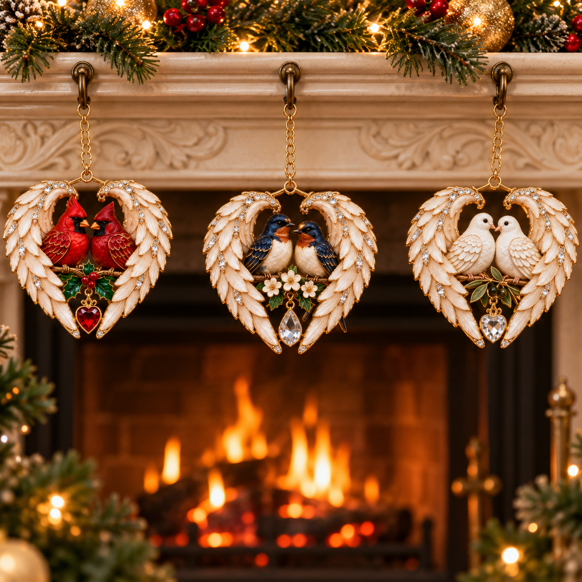 ❤️2026 Angel Wing Heart Christmas Ornaments