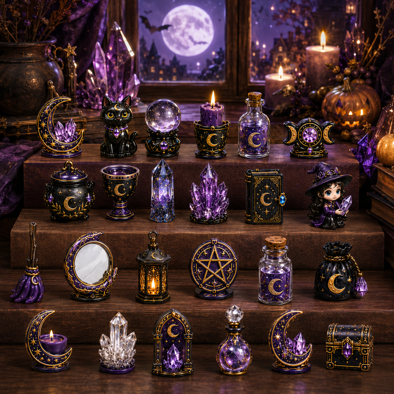 Crystal Witch Advent Calendar 2026 – 24 Days of Magical Crystal Miniatures, Mystical Witchy Collectibles & Enchanting Gifts for Fantasy Lovers, Acrylic Charms Blind Box