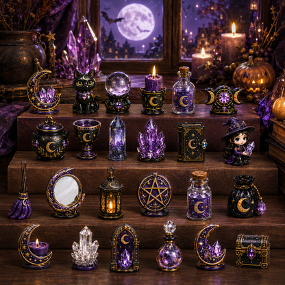 Crystal Witch Advent Calendar 2026 – 24 Days of Magical Crystal Miniatures, Mystical Witchy Collectibles & Enchanting Gifts for Fantasy Lovers, Acrylic Charms Blind Box