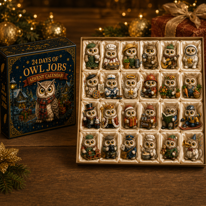 Owl Jobs Advent Calendar 2026 – 24 Days of Unique  Collectible Owl Miniatures, Christmas Countdown Gift for Owl Lovers & Bird Lovers