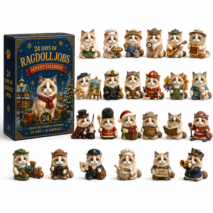Ragdoll Jobs Advent Calendar 2026 – 24 Days of Unique  Collectible Ragdoll Cat Miniatures, Christmas Countdown Gift for Cat Lovers