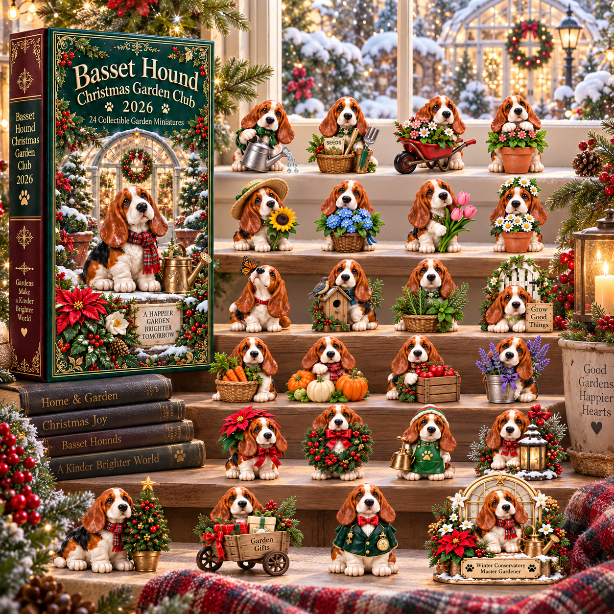 24 Days of Garden Joy — Basset Hound Christmas Garden Club Advent Calendar 2026