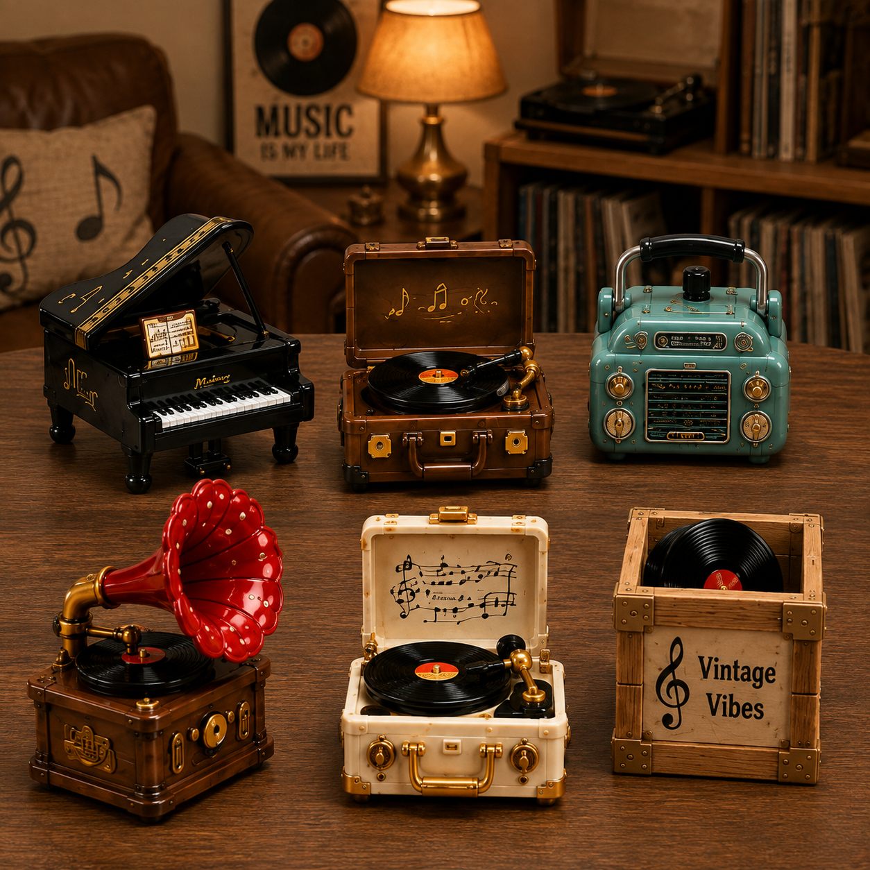 Gramophone Collection Advent Calendar 2026 – 24 Vintage Record Player & Music Miniatures, Retro Collectible Gift for Music Lovers