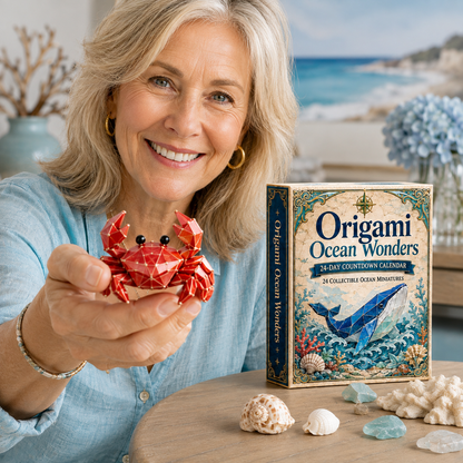 24-Day Origami Ocean Wonders Advent Calendar – 24 Collectible Ocean Figurines, A Magical Christmas Countdown Gift for Ocean Lovers
