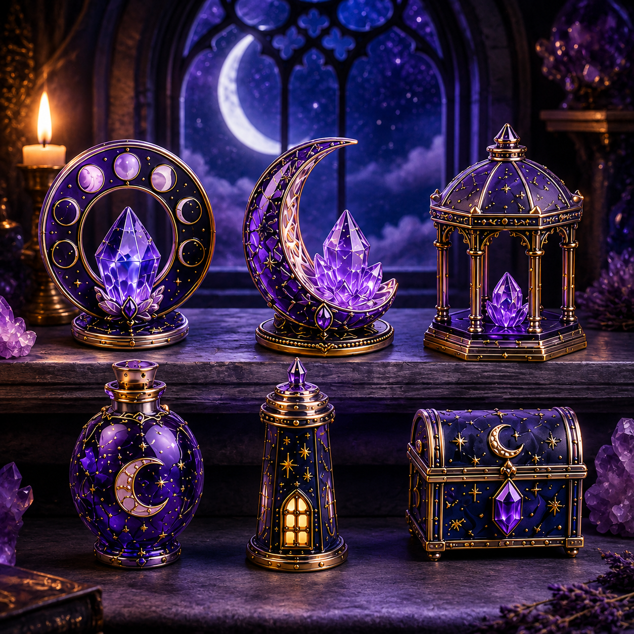 Lunar Witch Advent Calendar 2026 – 24 Enchanted Crystal Miniatures for a Magical Moonlit Countdown