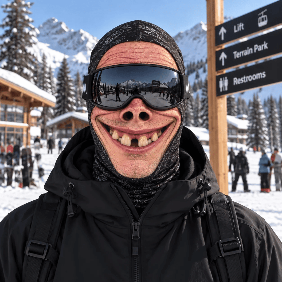 Realistic Face Balaclava – Funny Ski & Snowboard Mask for Cold Weather Adventures, Unisex Adult One Size (21-24") ⛷️