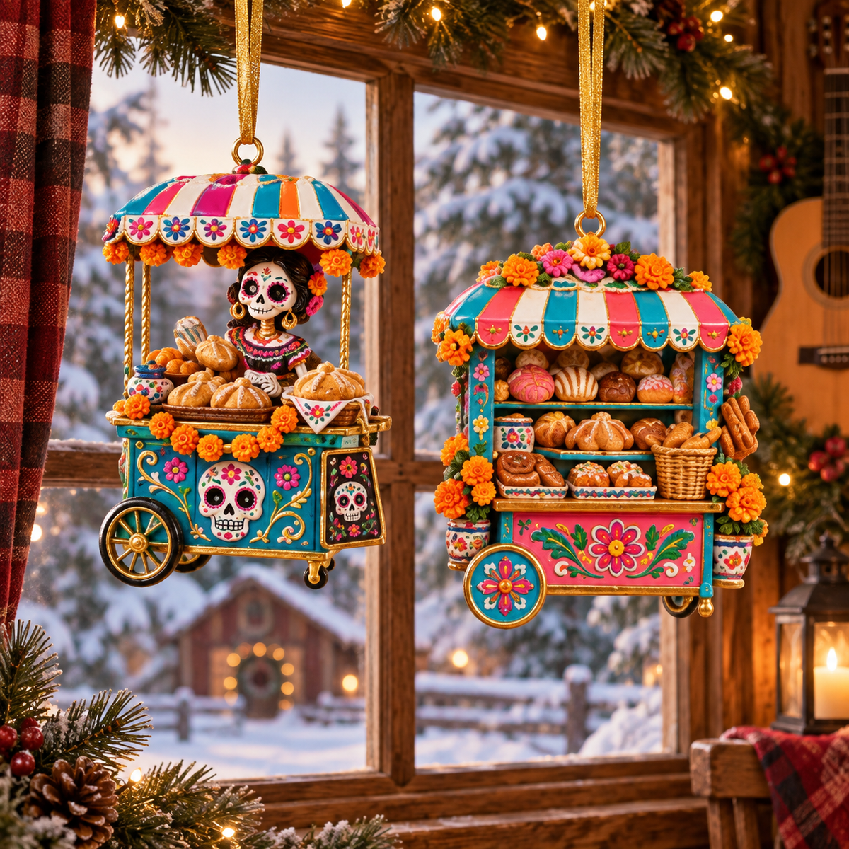 2026 Día de Muertos Village Ornaments – Miniature Market & Marigold Keepsake Collection