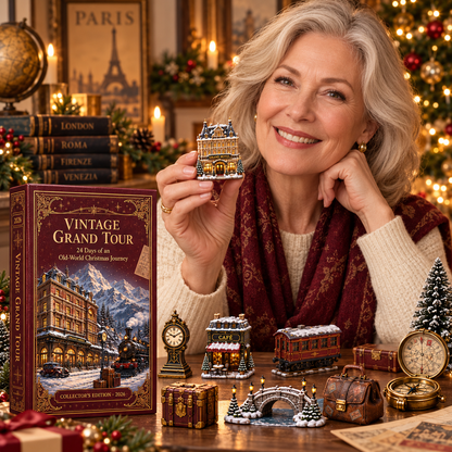 2026 Vintage Grand Tour 24-Day Countdown Calendar – 24 Unique Old-World Travel Miniatures, European Christmas Journey Collector’s Gift