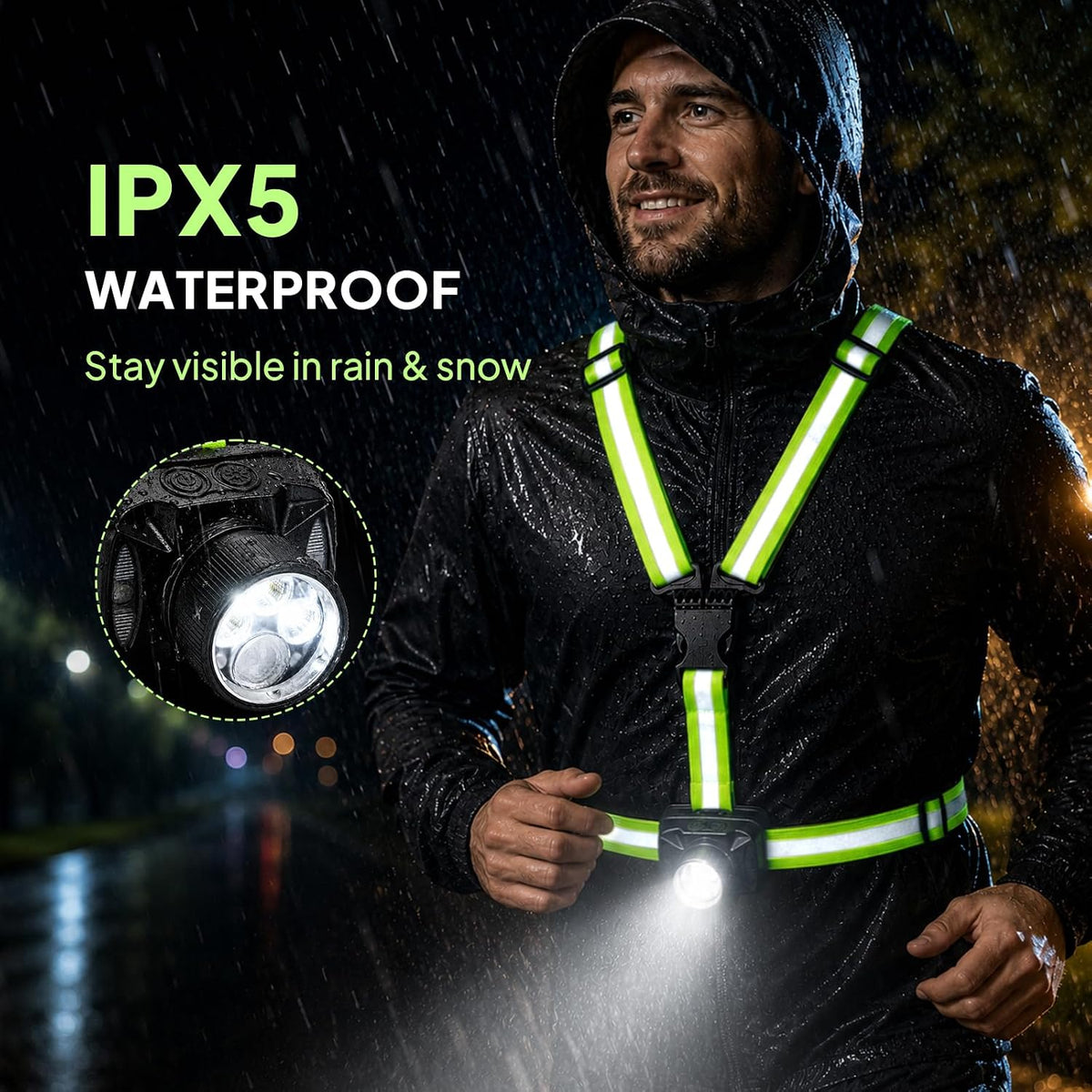 🏃Running Lights for Runners, 550Lm, Y-Shaped Buckle Running Light Vest - image 8