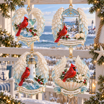 Cardinal & Angel Wing Memorial Ornaments