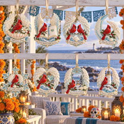 Cardinal & Angel Wing Memorial Ornaments