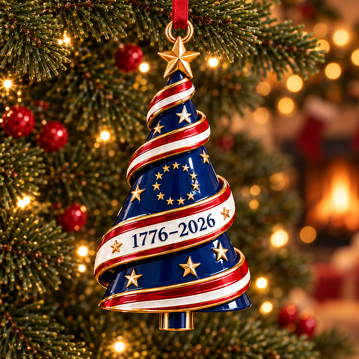 2026 Patriotic Christmas Tree Ornaments –  250th Anniversary Keepsake Collection, 1776–2026