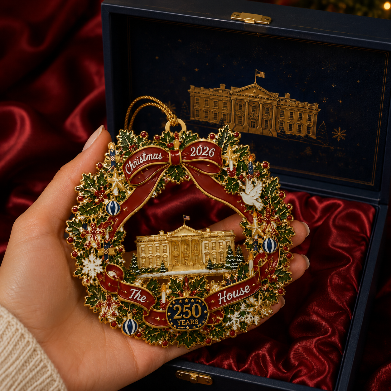 ✨White House Scene Christmas Wreath Commemorative Ornament