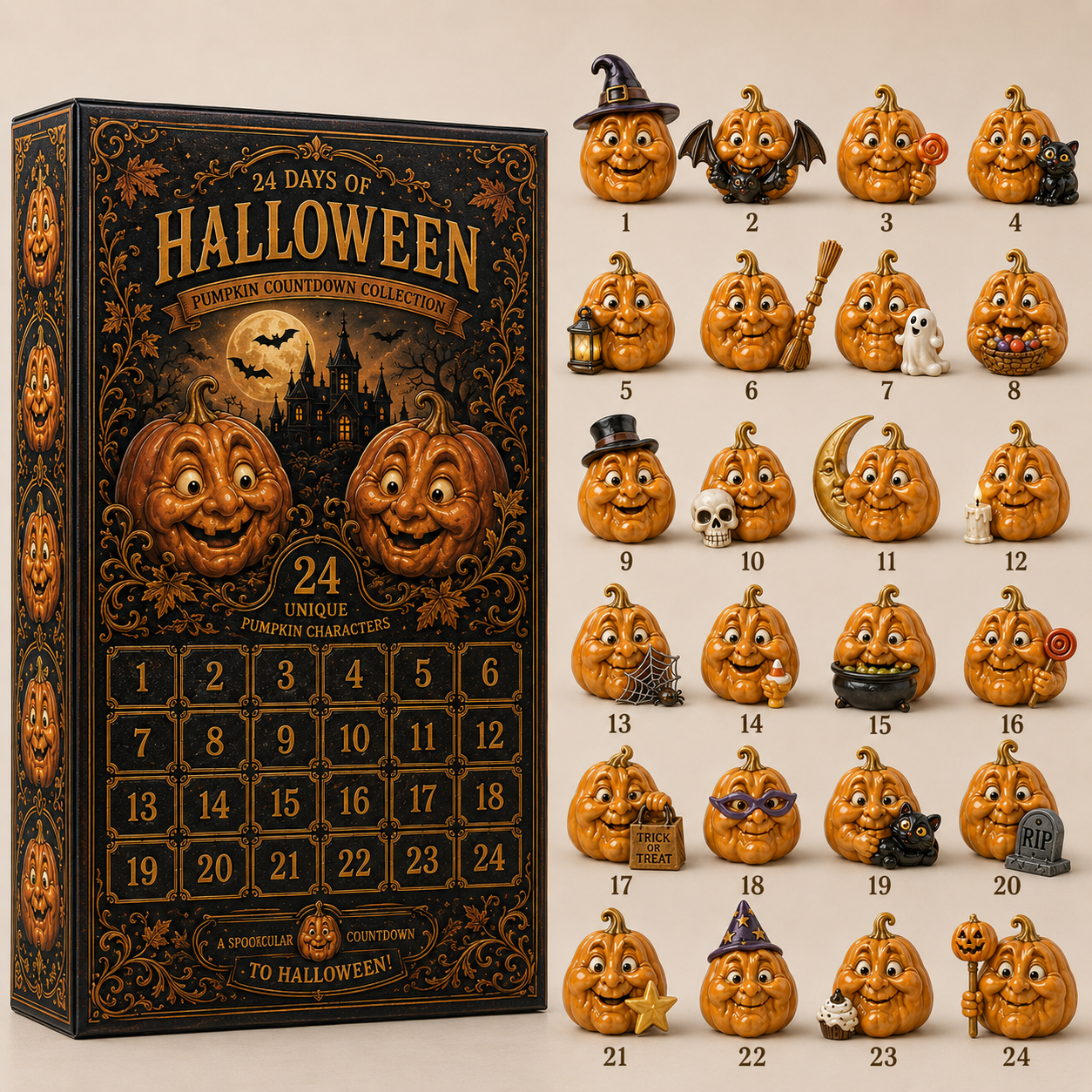 ✨24-Day Christmas Countdown Advent Calendar –Halloween Pumpkin Ornament