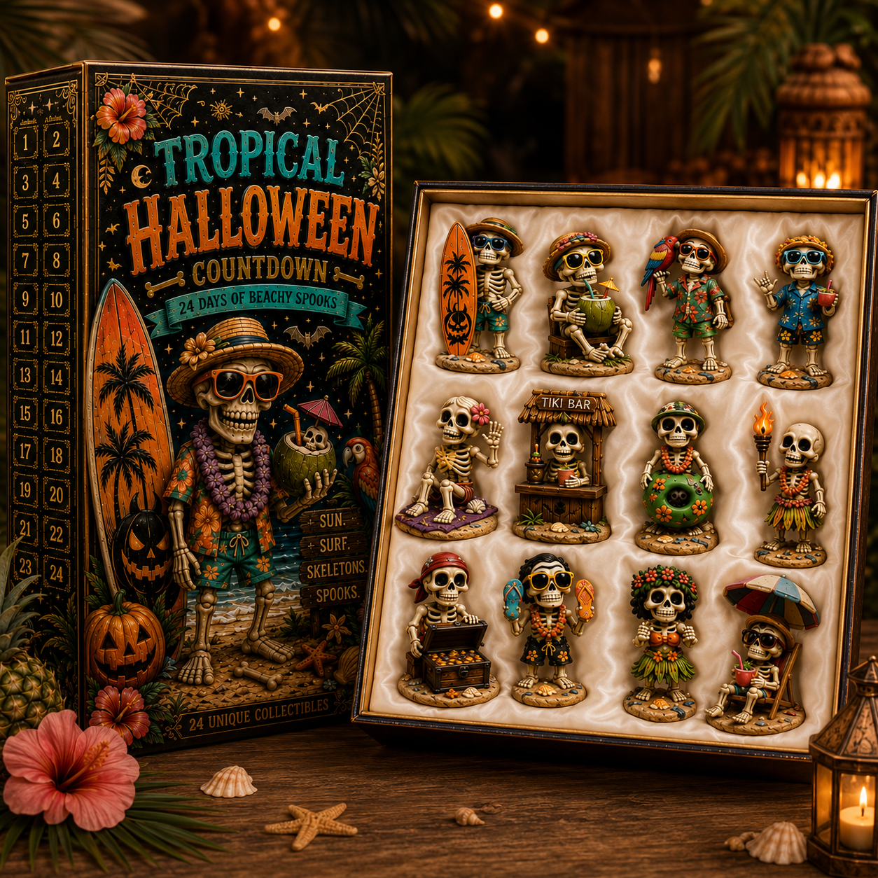 ✨24-Day Christmas Countdown Advent Calendar –Beach Vacation Skeleton Ornament