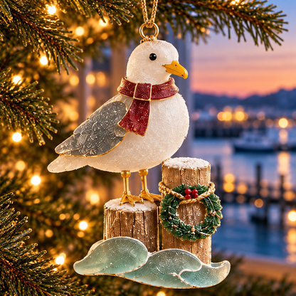🌊 2026 Coastal Christmas Seabird Ornaments – Set of 6 Festive Seagull & Pelican Keepsakes