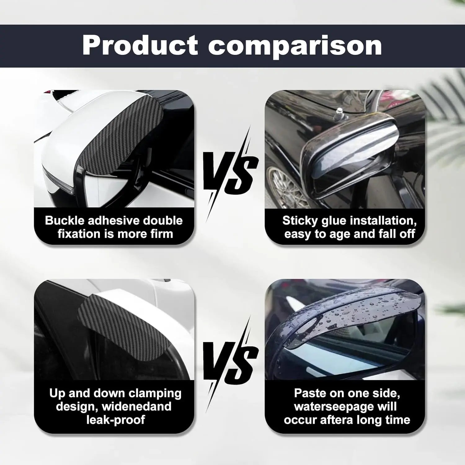 2PCS Car Side Mirror Rain Guards - Carbon Look ABS Visor Covers 🌧️ - image 9