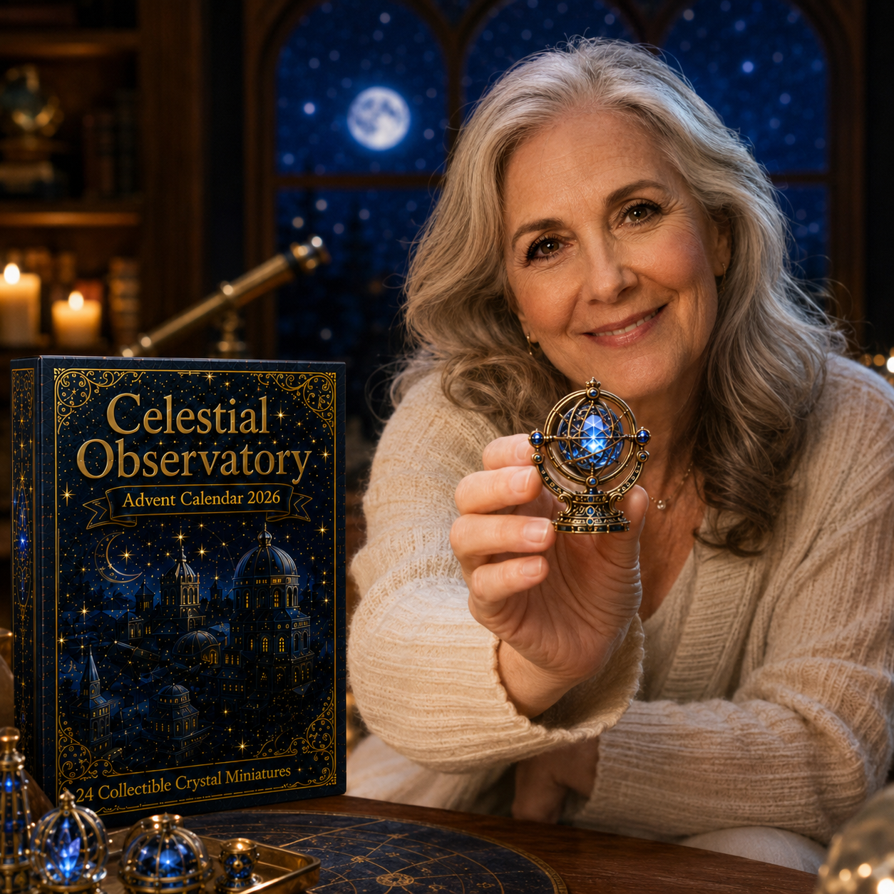 Celestial Observatory Advent Calendar 2026 – 24-Day Crystal Astronomy Miniature Collection | Moon, Stars & Cosmic Treasures