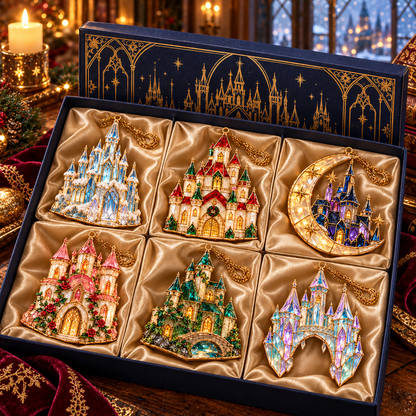 ✨ 2026 Magical Stained Glass Christmas Ornaments – Set of 6 | Crystal Castle, Candy, Rocket, Rainbow Star &amp; Heart Hanging Decorations | Colorful Christmas Tree Ornaments &amp; Holiday Gifts