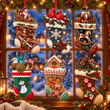 2026 Christmas Storybook Stocking Ornaments – 6-Piece Vintage  Holiday Collection