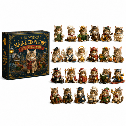 Maine Coon Jobs Advent Calendar 2026 – 24 Days of Unique Collectible Cat Miniatures, Christmas Countdown Gift for Maine Coon & Cat Lovers