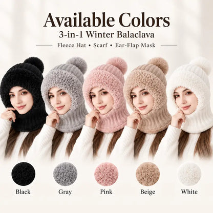 Girls' 3-in-1 Fleece Winter Balaclava - Keep Warm Face Covers & Mask with Hat 🧶