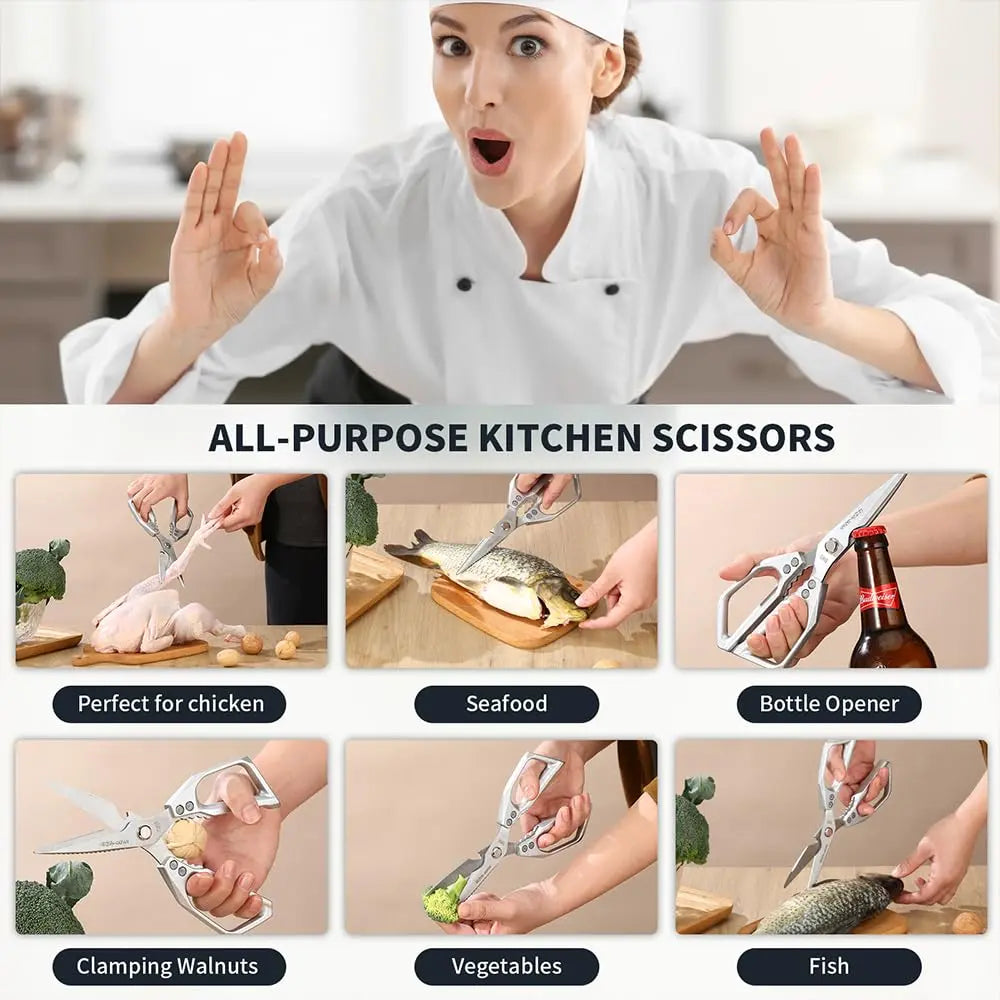 ✂️ Premium Japanese Steel Kitchen Shears 🧑‍🍳 Multi‑Purpose Heavy‑Duty Scissors For Meat, Fish & Fresh Herbs - image 4