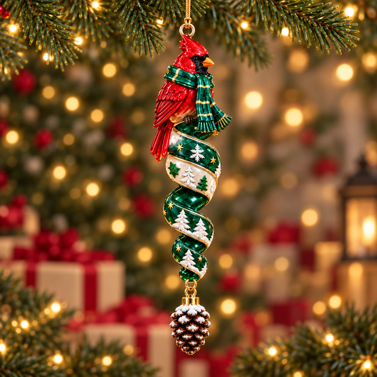 Cardinal Christmas Ribbon Ornament Collection
