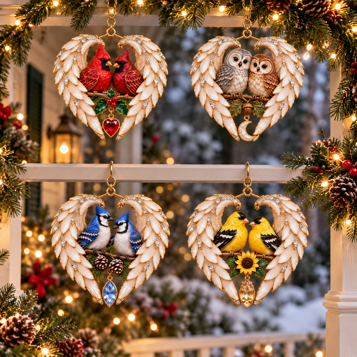 ❤️2026 Angel Wing Heart Christmas Ornaments
